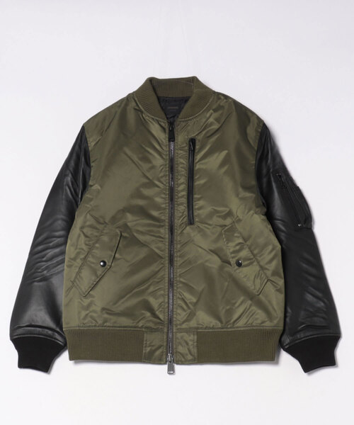 ラムレザー MA-1 ブルゾン URBAN RESEARCH DOORS セール】【SR】【it】【MMMM】ラムレザー袖切替MA-1ブルゾン（MA-1