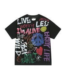 THE MADNESS（ザ マッドネス）の「HAND WORK YL FLOWER T-SHIRTS_BK（Tシャツ/カットソー）」