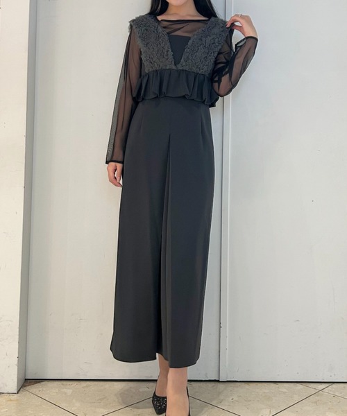 Cupid Heart（キューピッドハート）の「【Cupid Heart】結婚式用！チュールフリルペプラムドレス 2点セット（ドレス・レディース・チャコールグレー/ブラック・MEDIUM）」の3枚目の写真