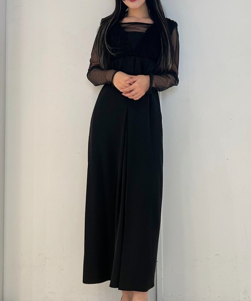 Cupid Heart（キューピッドハート）の「【Cupid Heart】結婚式用！チュールフリルペプラムドレス 2点セット（ドレス・レディース・チャコールグレー/ブラック・MEDIUM）」の4枚目の写真