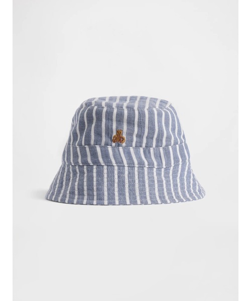 GAP(ギャップ)の「コットンガーゼ ストライプ バケットハット (ベビー)(ハット・キッズ・ブルー・6-12M/3-6M/0-3M)」の1枚目の写真