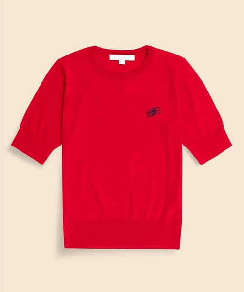 BROOKS BROTHERS(ブルックスブラザーズ)の「【Double B Collection】 キュプラ/ナイロン BBロゴ ショートスリーブセーター(ニット/セーター・レディース・ネイビー/レッド・SMALL/MEDIUM/X-SMALL)」の1枚目の写真