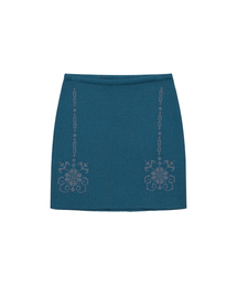 WELLBEING EXPRESS（ウェルビーイングエクスプレス）の「Embroidered Knit Mini Skirt Teal（スカート）」