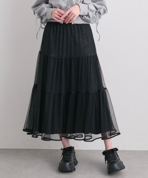 OLIVE des OLIVE（オリーブデオリーブ）の「チュールティアードスカート（スカート・レディース・ブラック/アイボリー・FREE）」の17枚目の写真