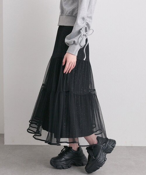 OLIVE des OLIVE（オリーブデオリーブ）の「チュールティアードスカート（スカート・レディース・ブラック/アイボリー・FREE）」の16枚目の写真