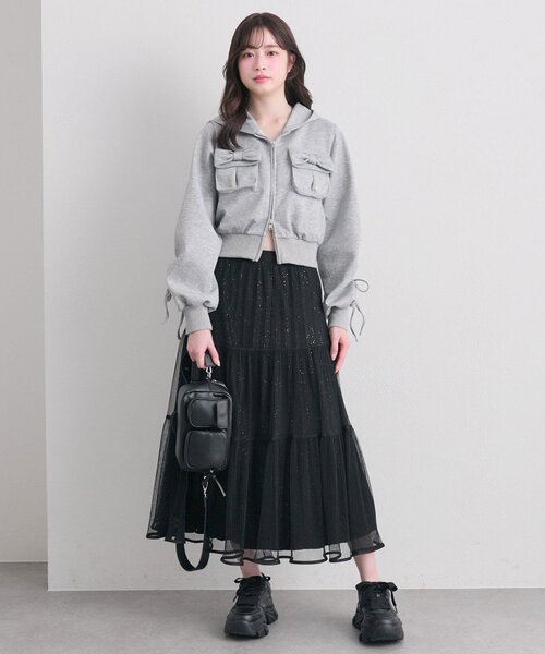 OLIVE des OLIVE（オリーブデオリーブ）の「チュールティアードスカート（スカート・レディース・ブラック/アイボリー・FREE）」の15枚目の写真