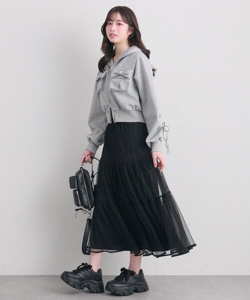 OLIVE des OLIVE（オリーブデオリーブ）の「チュールティアードスカート（スカート・レディース・ブラック/アイボリー・FREE）」の14枚目の写真