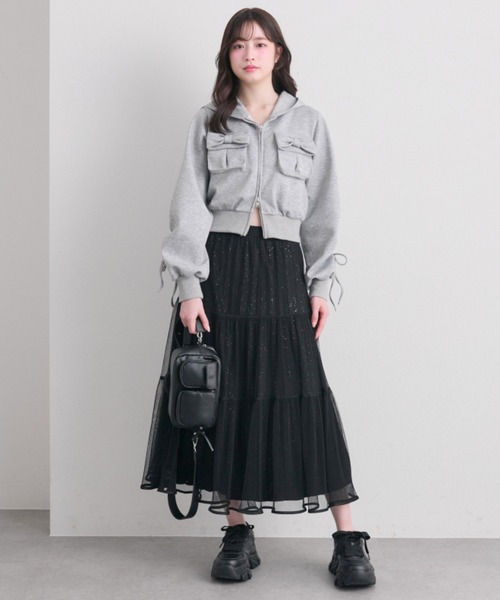 OLIVE des OLIVE（オリーブデオリーブ）の「チュールティアードスカート（スカート・レディース・ブラック/アイボリー・FREE）」の5枚目の写真