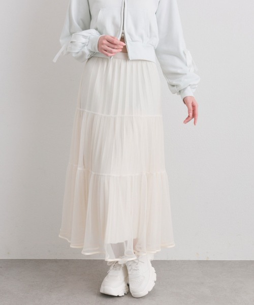 OLIVE des OLIVE（オリーブデオリーブ）の「チュールティアードスカート（スカート・レディース・ブラック/アイボリー・FREE）」の8枚目の写真
