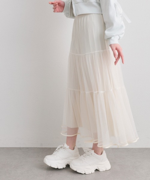 OLIVE des OLIVE（オリーブデオリーブ）の「チュールティアードスカート（スカート・レディース・ブラック/アイボリー・FREE）」の12枚目の写真