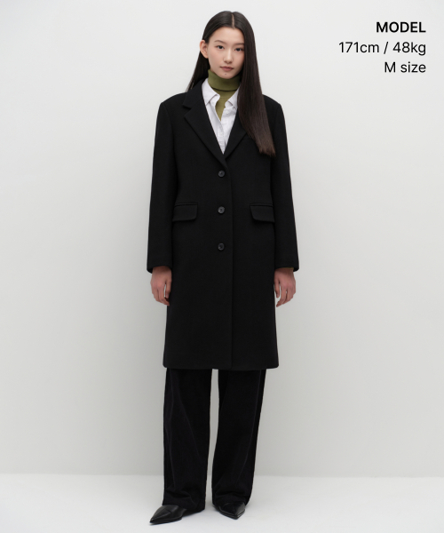 MUSINSA STANDARD WOMAN（ムシンサスタンダードウーマン）の「ウィメンズカシミヤブレンドチェスターフィールドコート[ブラック]（チェスターコート・レディース・その他・SMALL/MEDIUM/LARGE/X-SMALL）」の3枚目の写真