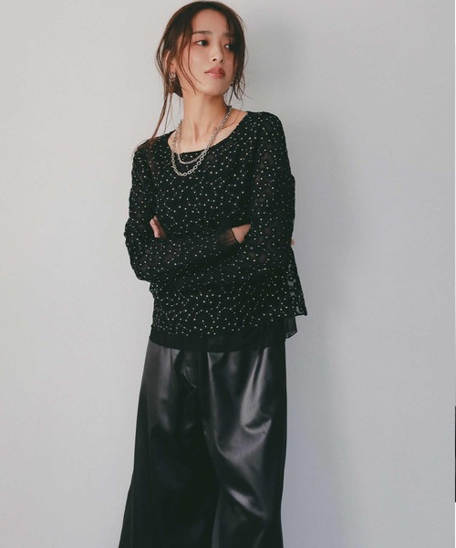 AJUGA.(アジュガ)の「レザーライク チンツイージーパンツ(その他パンツ・レディース・ブラック・FREE)」の5枚目の写真