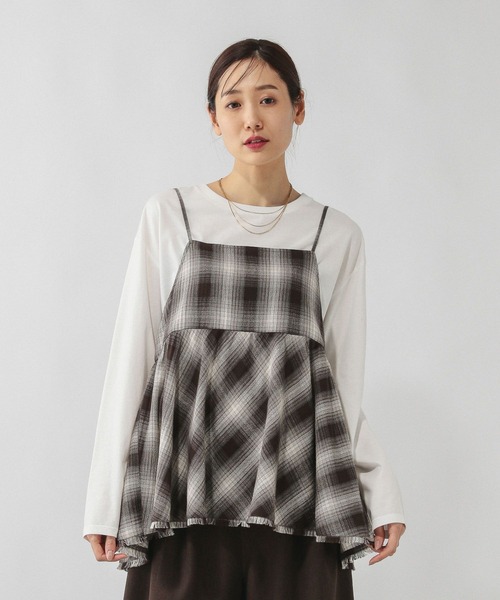 GLOBAL WORK(グローバルワーク)の「フリンジチェックビスチェ/633904(その他トップス・レディース・ホワイト系8/ブラック系9/ブラウン系8/ブルー系その他・FREE)」の3枚目の写真