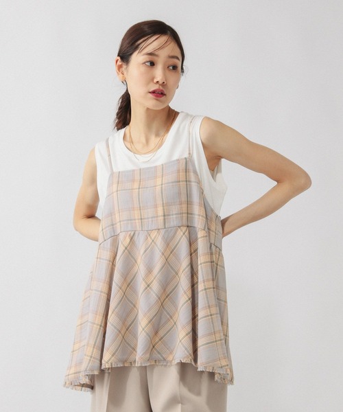 GLOBAL WORK(グローバルワーク)の「フリンジチェックビスチェ/633904(その他トップス・レディース・ホワイト系8/ブラック系9/ブラウン系8/ブルー系その他・FREE)」の4枚目の写真