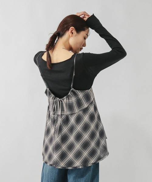 GLOBAL WORK(グローバルワーク)の「フリンジチェックビスチェ/633904(その他トップス・レディース・ホワイト系8/ブラック系9/ブラウン系8/ブルー系その他・FREE)」の13枚目の写真