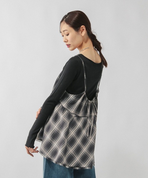 GLOBAL WORK(グローバルワーク)の「フリンジチェックビスチェ/633904(その他トップス・レディース・ホワイト系8/ブラック系9/ブラウン系8/ブルー系その他・FREE)」の14枚目の写真