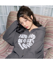 LOVE PATCH HOOD ZIPUP(CHARCOAL)