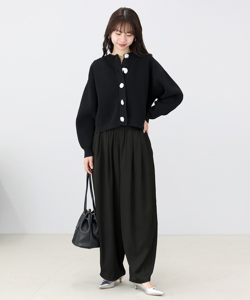 Aletta vita(アレッタビータ)の「エステルツイルツータックカーブパンツ(その他パンツ・レディース・ブラウン/ブラック・M)」の7枚目の写真