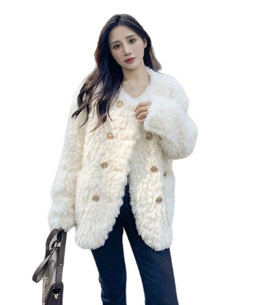 Ritzy(リッツィー)の「もこもこ ノーカラーフェイクファージャケット(ノーカラージャケット・レディース・ホワイト・M)」の6枚目の写真