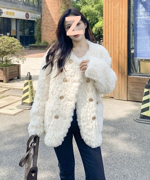 もこもこ ノーカラーフェイクファージャケット（ノーカラージャケット