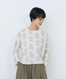 ロワズィール◎長袖ブラウス(F相当)シャツブラウス 刺繍 ライオン 総柄 綿100％ゼブラ柄アニマル刺繍長袖シャツブラウス 06-2892｜40代 50代