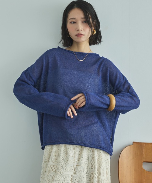 Doux archives（ドゥアルシーヴ）の「【ZOZO限定】ペーパーヤーンルーズプルオーバー（ニット/セーター・レディース・アイボリー/ブルー/レッド/ブラック・FREE）」の4枚目の写真