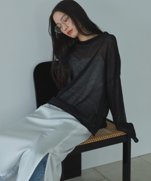 Doux archives（ドゥアルシーヴ）の「【ZOZO限定】ペーパーヤーンルーズプルオーバー（ニット/セーター・レディース・アイボリー/ブルー/レッド/ブラック・FREE）」の3枚目の写真