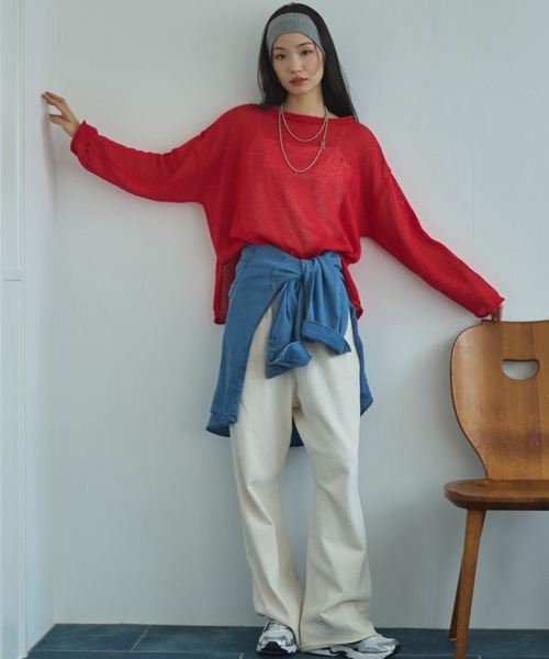 Doux archives（ドゥアルシーヴ）の「【ZOZO限定】ペーパーヤーンルーズプルオーバー（ニット/セーター・レディース・アイボリー/ブルー/レッド/ブラック・FREE）」の6枚目の写真