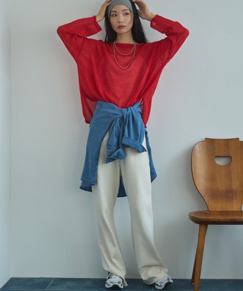 Doux archives（ドゥアルシーヴ）の「【ZOZO限定】ペーパーヤーンルーズプルオーバー（ニット/セーター・レディース・アイボリー/ブルー/レッド/ブラック・FREE）」の7枚目の写真