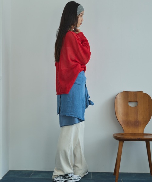 Doux archives（ドゥアルシーヴ）の「【ZOZO限定】ペーパーヤーンルーズプルオーバー（ニット/セーター・レディース・アイボリー/ブルー/レッド/ブラック・FREE）」の8枚目の写真