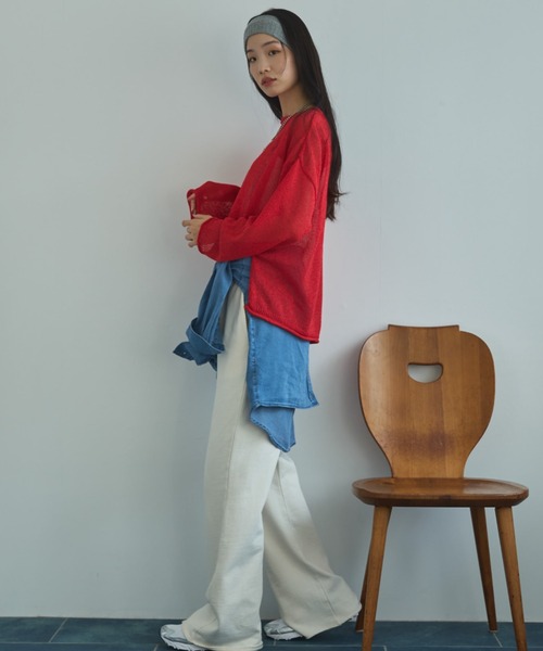 Doux archives（ドゥアルシーヴ）の「【ZOZO限定】ペーパーヤーンルーズプルオーバー（ニット/セーター・レディース・アイボリー/ブルー/レッド/ブラック・FREE）」の10枚目の写真