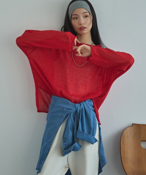 Doux archives（ドゥアルシーヴ）の「【ZOZO限定】ペーパーヤーンルーズプルオーバー（ニット/セーター・レディース・アイボリー/ブルー/レッド/ブラック・FREE）」の11枚目の写真