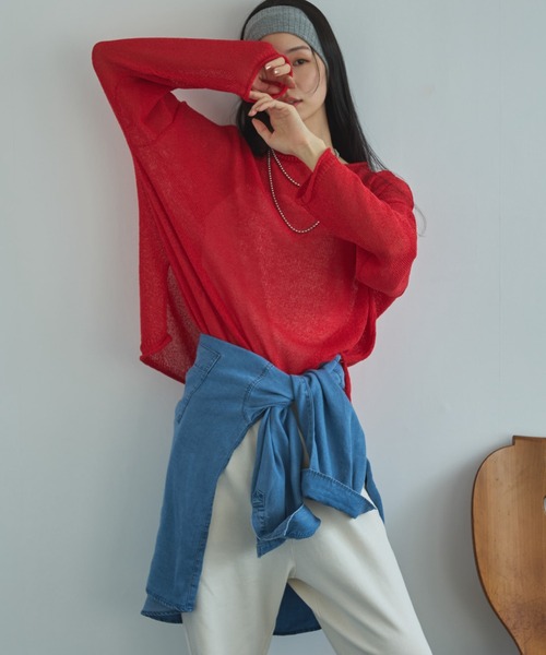 Doux archives（ドゥアルシーヴ）の「【ZOZO限定】ペーパーヤーンルーズプルオーバー（ニット/セーター・レディース・アイボリー/ブルー/レッド/ブラック・FREE）」の12枚目の写真