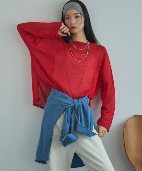 Doux archives（ドゥアルシーヴ）の「【ZOZO限定】ペーパーヤーンルーズプルオーバー（ニット/セーター・レディース・アイボリー/ブルー/レッド/ブラック・FREE）」の13枚目の写真