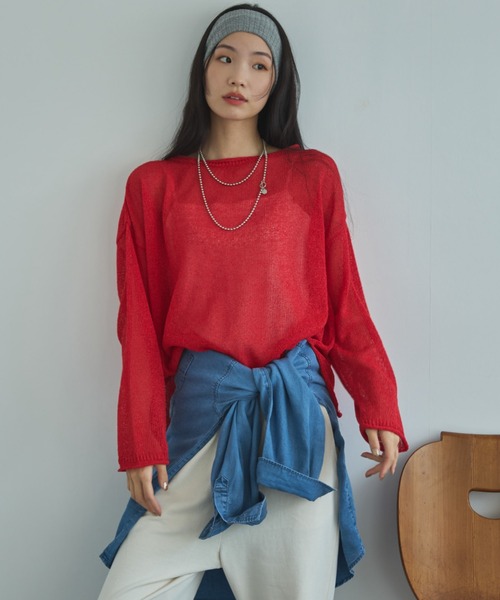 Doux archives（ドゥアルシーヴ）の「【ZOZO限定】ペーパーヤーンルーズプルオーバー（ニット/セーター・レディース・アイボリー/ブルー/レッド/ブラック・FREE）」の14枚目の写真