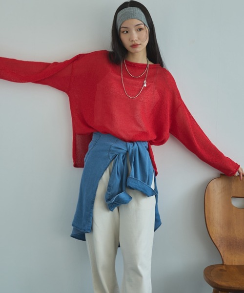 Doux archives（ドゥアルシーヴ）の「【ZOZO限定】ペーパーヤーンルーズプルオーバー（ニット/セーター・レディース・アイボリー/ブルー/レッド/ブラック・FREE）」の16枚目の写真