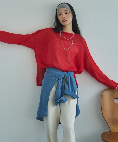 Doux archives（ドゥアルシーヴ）の「【ZOZO限定】ペーパーヤーンルーズプルオーバー（ニット/セーター・レディース・アイボリー/ブルー/レッド/ブラック・FREE）」の17枚目の写真