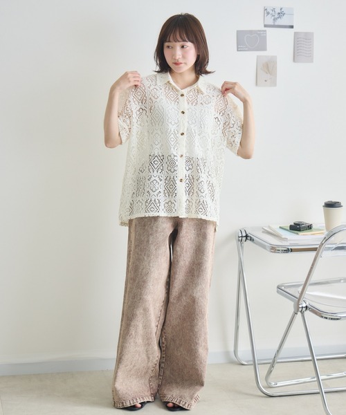 RU.TI.LE（ルチル）の「【RU.TI.LE】レース半袖シャツ（シャツ/ブラウス・レディース・アイボリー/ブラック・MEDIUM）」の5枚目の写真