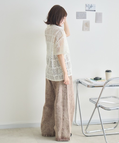RU.TI.LE（ルチル）の「【RU.TI.LE】レース半袖シャツ（シャツ/ブラウス・レディース・アイボリー/ブラック・MEDIUM）」の6枚目の写真