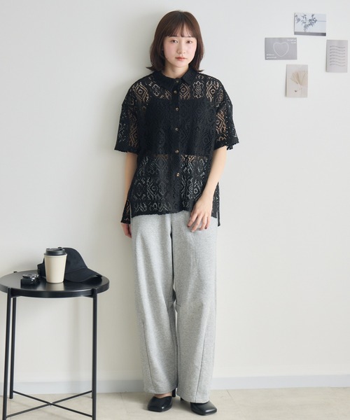 RU.TI.LE（ルチル）の「【RU.TI.LE】レース半袖シャツ（シャツ/ブラウス・レディース・アイボリー/ブラック・MEDIUM）」の11枚目の写真