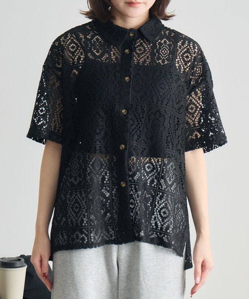 RU.TI.LE（ルチル）の「【RU.TI.LE】レース半袖シャツ（シャツ/ブラウス・レディース・アイボリー/ブラック・MEDIUM）」の19枚目の写真