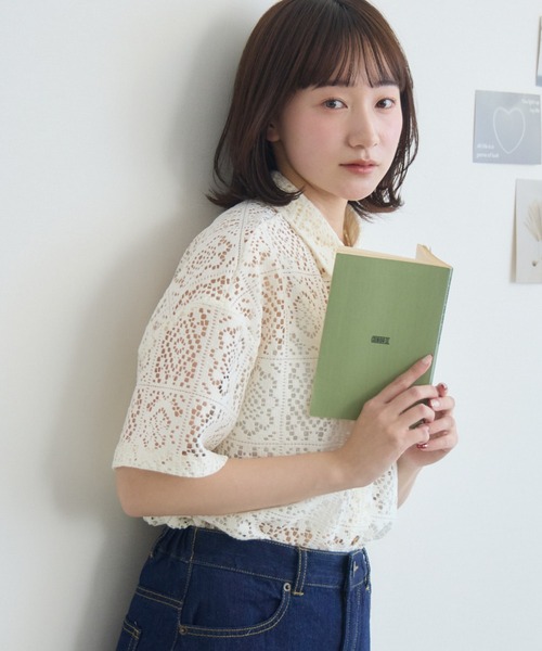 RU.TI.LE（ルチル）の「【RU.TI.LE】レース半袖シャツ（シャツ/ブラウス・レディース・アイボリー/ブラック・MEDIUM）」の8枚目の写真