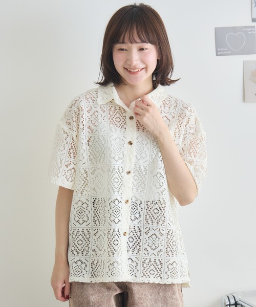 RU.TI.LE（ルチル）の「【RU.TI.LE】レース半袖シャツ（シャツ/ブラウス・レディース・アイボリー/ブラック・MEDIUM）」の7枚目の写真