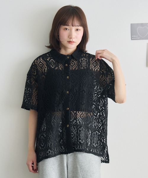 RU.TI.LE（ルチル）の「【RU.TI.LE】レース半袖シャツ（シャツ/ブラウス・レディース・アイボリー/ブラック・MEDIUM）」の15枚目の写真