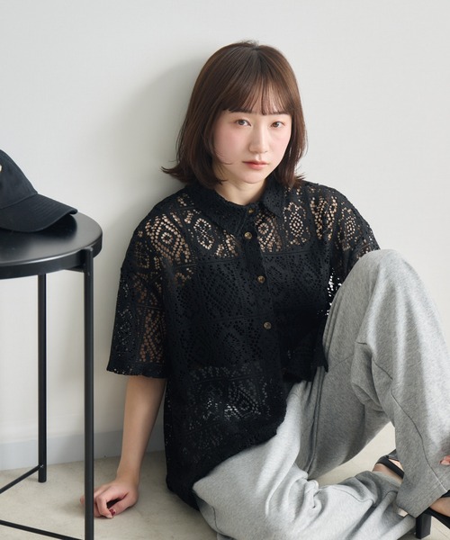 RU.TI.LE（ルチル）の「【RU.TI.LE】レース半袖シャツ（シャツ/ブラウス・レディース・アイボリー/ブラック・MEDIUM）」の17枚目の写真
