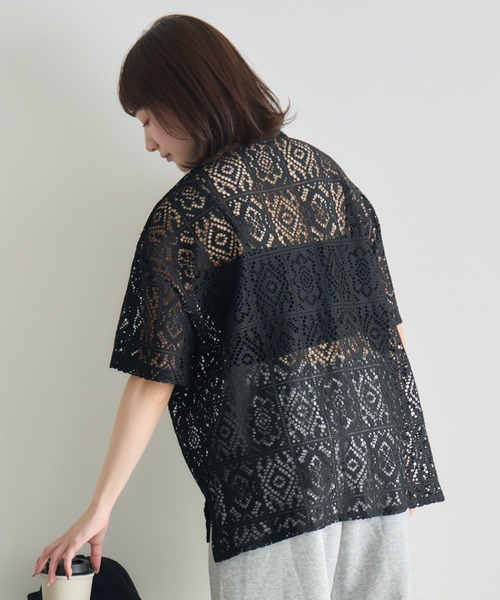RU.TI.LE（ルチル）の「【RU.TI.LE】レース半袖シャツ（シャツ/ブラウス・レディース・アイボリー/ブラック・MEDIUM）」の18枚目の写真
