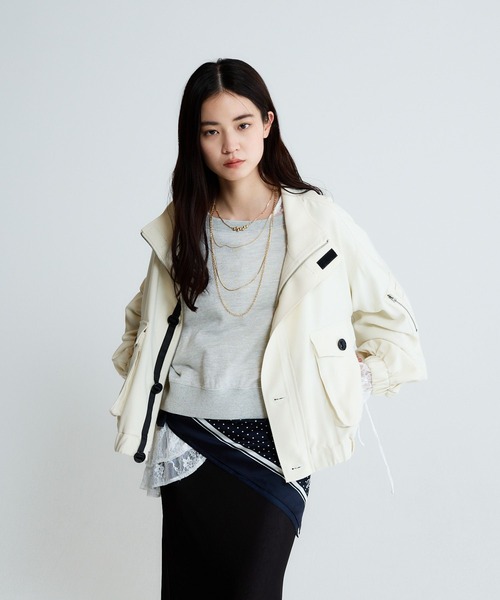 JEANASIS（ジーナシス）の「ミリタリーショートブルゾン/645454（ブルゾン・レディース・アイボリー/カーキ/ブラック・FREE）」の2枚目の写真