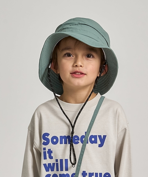 b・ROOM（ビールーム）の「【スクール対応】【撥水・防汚・耐久・UV】小さく収納できるハット（反射シート付き)（ハット・キッズ・ダークオレンジ/ブラック/ブルーグリーン/カーキ/ベージュ/チャコール・54cm/52cm）」の4枚目の写真