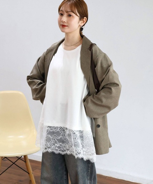 tiptop(ティップトップ)の「裾レースロンT(Tシャツ/カットソー・レディース・オフホワイト/ブラック・FREE)」の3枚目の写真