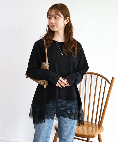 tiptop(ティップトップ)の「裾レースロンT(Tシャツ/カットソー・レディース・オフホワイト/ブラック・FREE)」の15枚目の写真